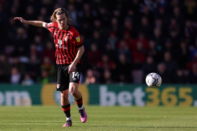 Todd Cantwell of AFC Bournemouth runs with the ball during his loan spell at the Vitality Stadium in March 2022