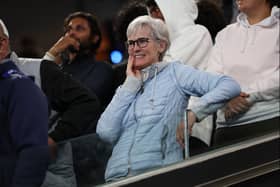 Judy Murray mother of Andy Murray of Great Britain's celebrates her sons five set victory in their round two singles match against Thanasi Kokkinakis of Australia during day four of the 2023 Australian Open at Melbourne Park on January 19, 2023 in Melbourne, Australia. (Photo by Clive Brunskill/Getty Images)