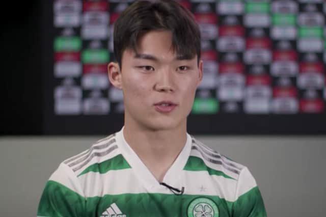 <p>Oh Hyeon-gyu has completed a £2.5m transfer to Celtic (Image: @CelticFC - Twitter)</p>