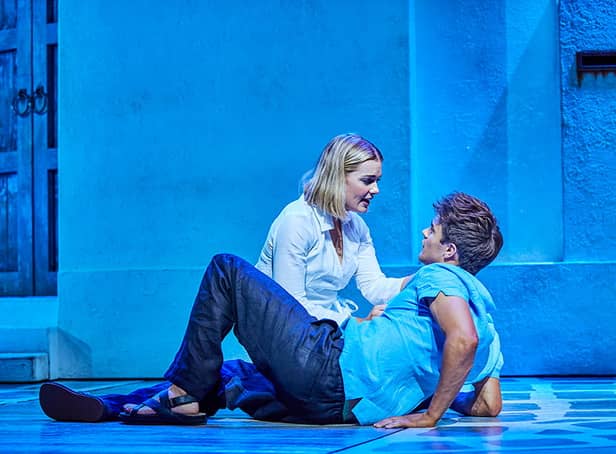 <p>Sophie and SKY from the MAMMA MIA! London 2022 - 2023 cast. Photo by Brinkhoff/Mögenburg</p>