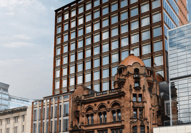 A CGI mock-up of what the block will look like upon completion - the glass-fronted building in the bottom left will replace The Admiral