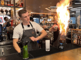 Adding cinnamon and nutmeg to the caramelised sugar and Grand Mariner adds flavour and a pretty light show to boot! Maybe don’t try this bit at home though.
