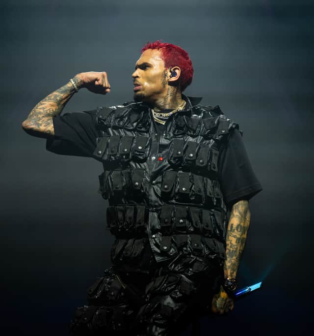 Chris Brown on stage at O2 Arena (Samir Hussein)