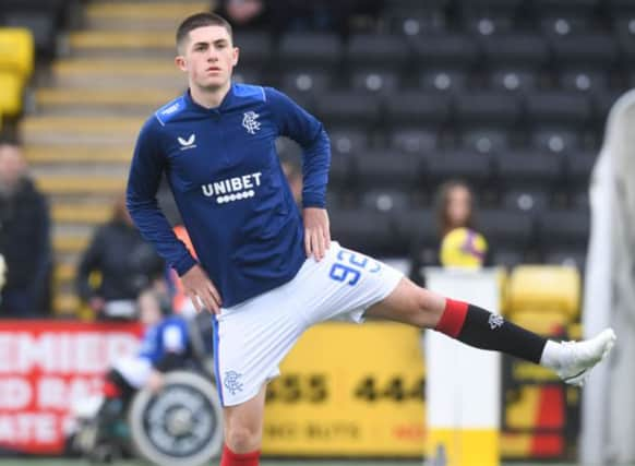 Rangers youngster Bailey Rice warms up (Image: SNS Group)