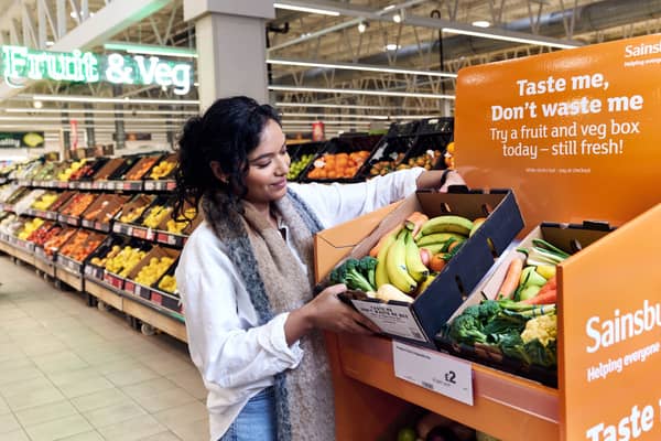 The ‘Taste Me, Don’t Waste Me’ boxes, which contain an assortment of surplus fresh fruits and vegetables, are now available across 200 Sainsbury’s stores nationwide beginning this week.