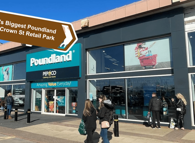 The huge new Poundland will be the biggest in Scotland when it opens in Glasgow’s Crown Street Retail Park on March 11