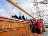 Ray Macfarlane, Trustee and deputy chair of National Heritage Memorial Fund with Fiona Greer, Development Director at The Tall Ship Glenlee, (on right).(Pic: Martin Shield)