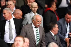 Dermot Desmond, Owner of Celtic looks on from the stands prior to the Cinch Scottish Premiership match between Celtic FC and Rangers FC at  on September 03, 2022.