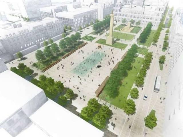 The redesign could see a water feature and the return of trees to the city centre square