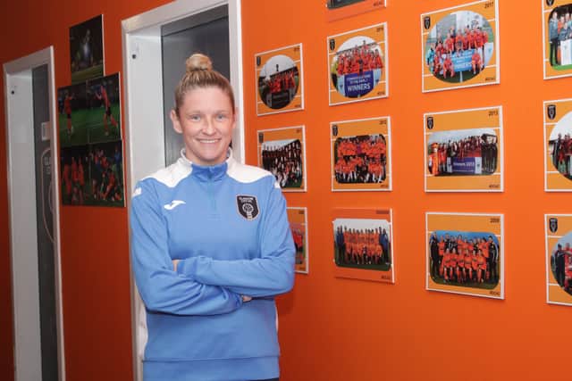 Ross’s first match as permanent Head Coach is on Sunday against Glasgow Women at Petershill Park (Image: Georgia Reynolds x GCFC)