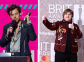 Lewis Capaldi embraced and kissed Harry Styles last month at the Brit Awards 2023. (Photo Credit: Getty Images)