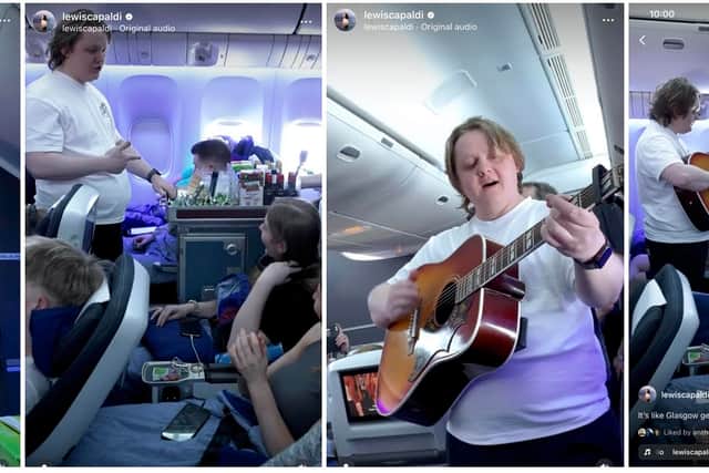 Lewis Capaldi surprises fans on flight from London to Los Angeles