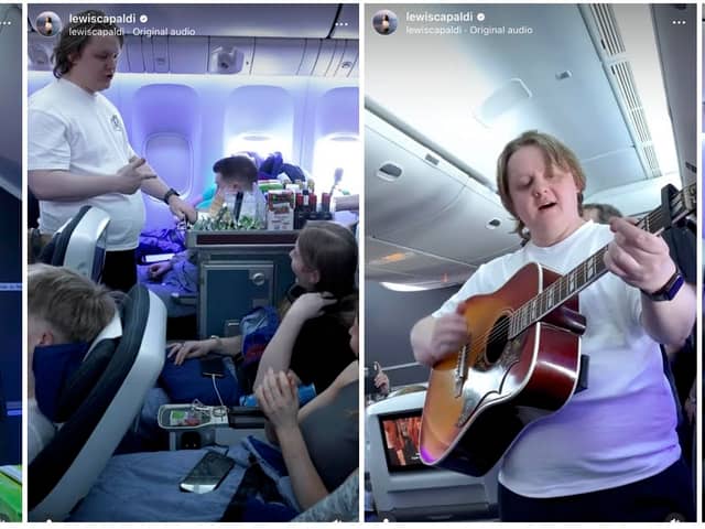 Lewis Capaldi surprises fans on flight from London to Los Angeles  