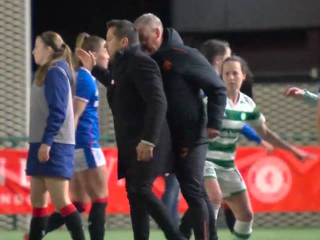 Rangers women’s assistant coach Craig McPherson headbutts Celtic manager Fran Alonso