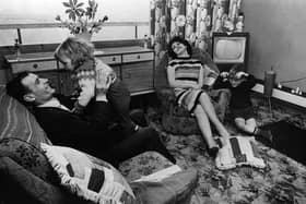The Buchanan family pictured at home in their new flat in the Gorbals area of Glasgow.(Photo by Albert McCabe/Hulton Archive/Getty Images)