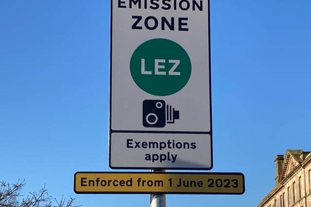 Some signage for the Low Emission Zone in Glasgow, recently put up by Glasgow City Council