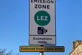 Some signage for the Low Emission Zone in Glasgow, recently put up by Glasgow City Council
