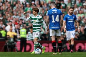 Kyogo Furuhashi of Celtic celebrates after scoring the team's second goal