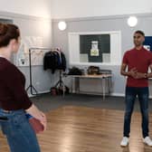 Tharan leads an acting class at Southside Performance Studio