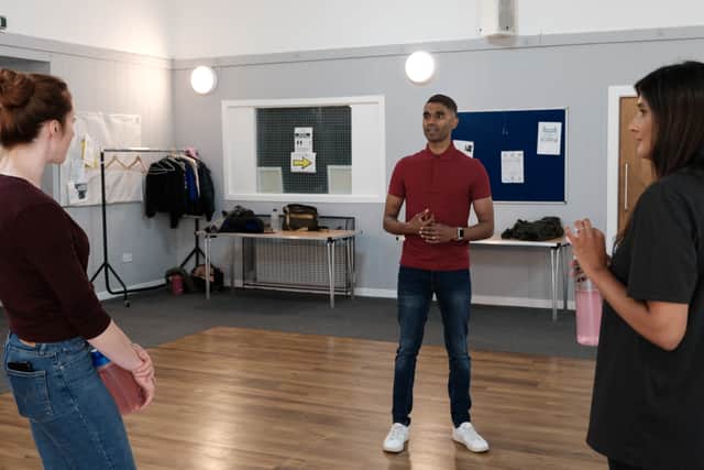 Tharan leads an acting class at Southside Performance Studio