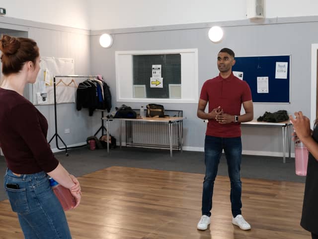 Tharan leads an acting class at Southside Performance Studio