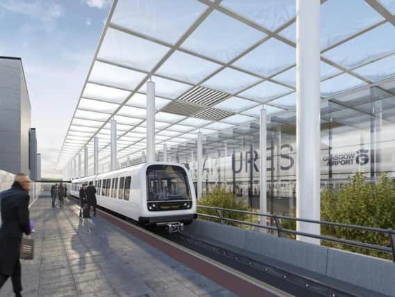 A computer generated image of what a Clyde Metro station could look like at Glasgow Airport
