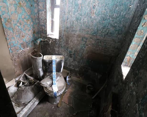 A house of horrors where potential buyers are banned from viewing it in person and the loo is taped off with ‘do not use’ labels is set to go under the hammer.