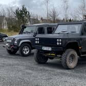 Munro EV, pictured beside a mid-teens Land Rover Defender at Gleneagles Estate