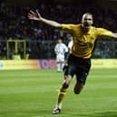 Henrik Larsson celebrates his goal in the eightieth minute. 