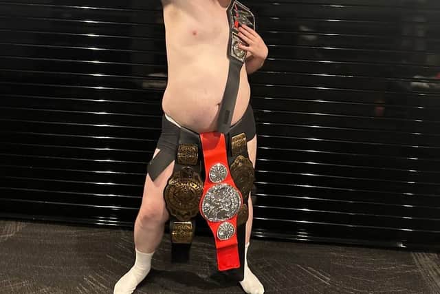 Lewis Capaldi transformed into a wrestler to celebrate his fifth UK number 1 single