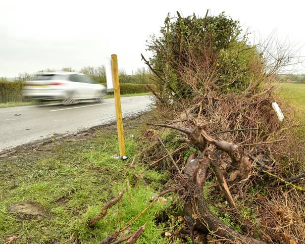 Scene of fatal car crash on the B4035 Campden Road near Chipping Campden in The Cotswolds. 