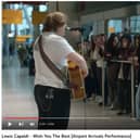 Lewis Capaldi plays ‘Wish You The Best’ at Heathrow Airport’s international arrivals hall 