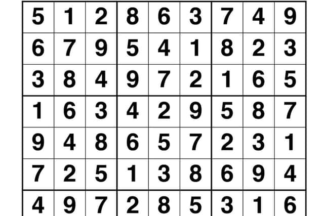 Last week's Sudoku puzzle answer (photo: Clarity Media Ltd)