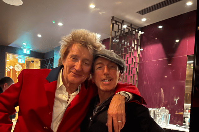 Rod Stewart poses with Johnny Mac after the pair collaborated on the new track