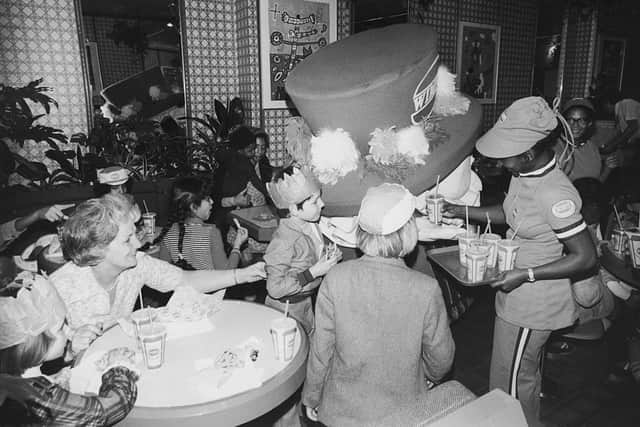 People were employed to occupy the Wimpy Beefeater mascot costume for children's birthday’s and even to stand outside the restaurant and bring in customers.(Photo by Ian Tyas/Keystone/Hulton Archive/Getty Images)
