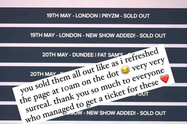 Tickets for Lewis Capaldi’s Behind The Music performances went on sale at 10 am on 5 May and sold out ‘instantly’ 