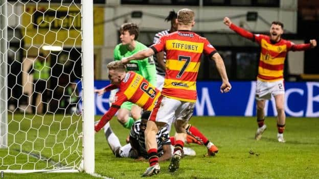 Jack McMillan (right) celebrates after Kyle Turner opens the scoring for Partick Thistle.