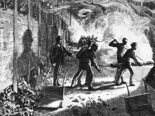 Changing retorts at the London Gas Company’s works at Vauxhall in 1889. Picture for illustrative purposes by Rischgitz.  