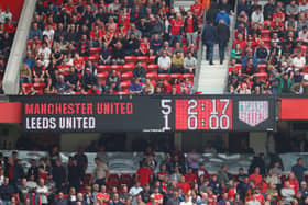 The scoreboard showing the result following the Premier League match between Manchester United and Leeds United at Old Trafford (Getty Images)