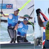 Dylan Fletcher and Stuart Bithell (left) claimed the narrowest of victories in the 49er before Giles Scott (right) successfully defended his Finn title (Getty Images)