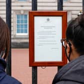 The Duke of Edinburgh's death was confirmed with the age-old tradition of placing a notice on the railings of Buckingham Palace
(Photo by John Phillips/Getty Images)