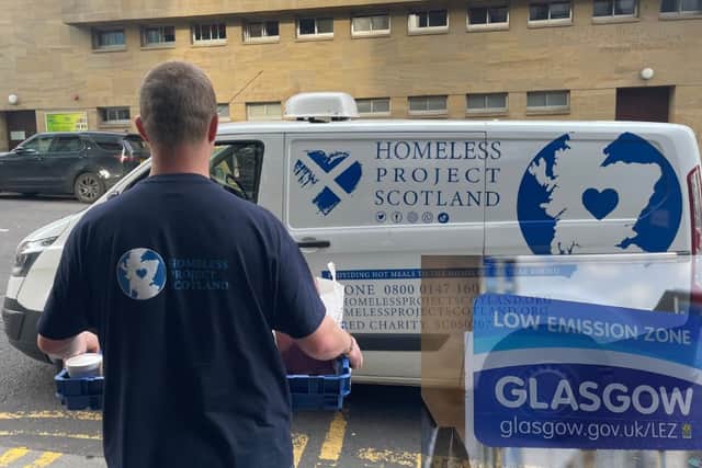 The new LEZ rules have deemed the fridge van used by Homeless Project Scotland as non-compliant to emissions standards.(Pic: Homeless Project Scotland)