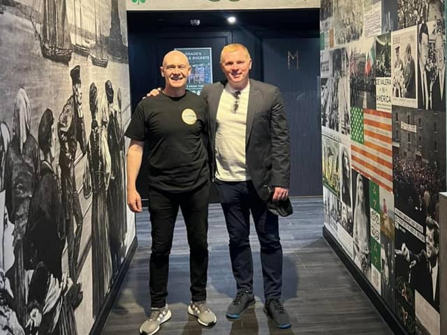 Neil Lennon poses with a member of staff (Image: Grace’s Irish Sports Bar - Facebook)