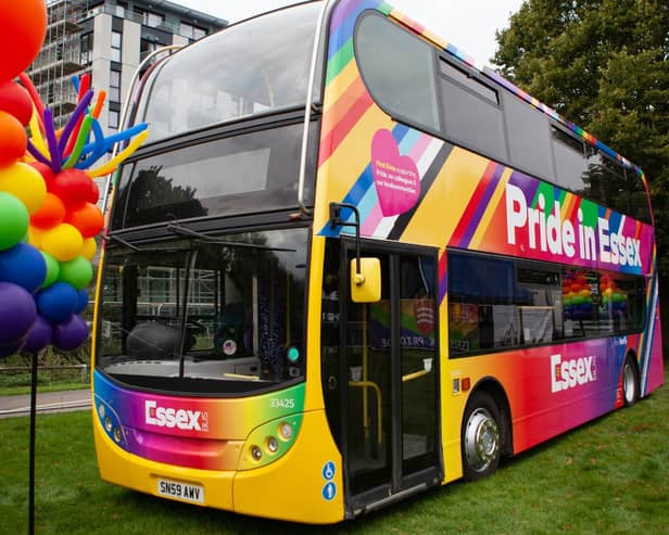 The six Glasgow buses will soon be running routes across Glasgow, and will look similar to this pride bus in Essex(pictured)
