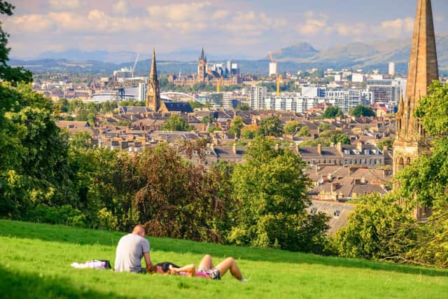 The skyline of Glasgow as seen from Queen’s Park.