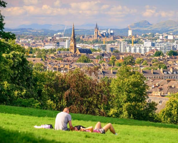 The skyline of Glasgow as seen from Queen’s Park.