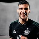 Liel Abada models the new Celtic away kit for season 2023/24 (Image: @CelticFC)