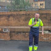 Cleansing workers in Glasgow have to wear heavy work-gear which gets sweltering inside the already roasting bin lorry cab