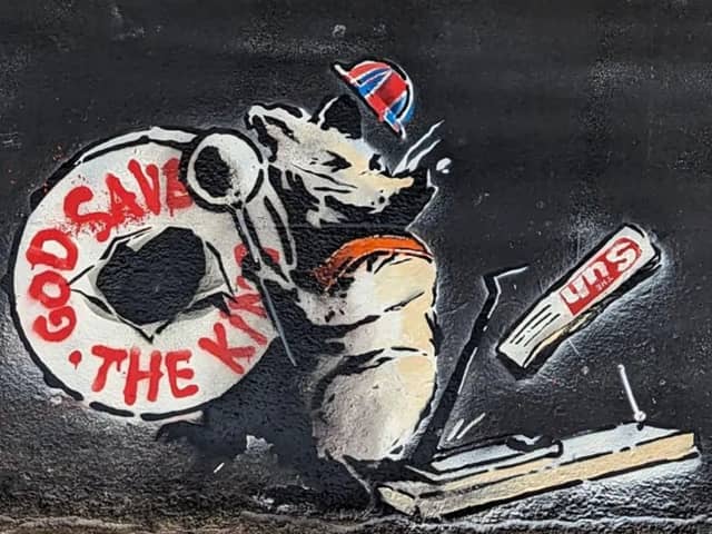 The fake Banksy created in Glasgow City Centre by Conzo & Glöbel