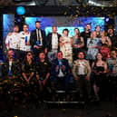 All the winners from the Scran food and drink awards pose for a picture on stage